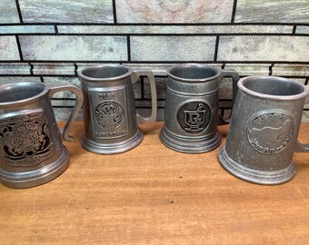 Pewter Beer Stein Muf Lot of 4 -