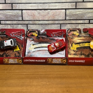 Disney Cars Crazy 8 Crashers 3x Lot, McQueen, Ramirez, We Ship Daily (USPS)