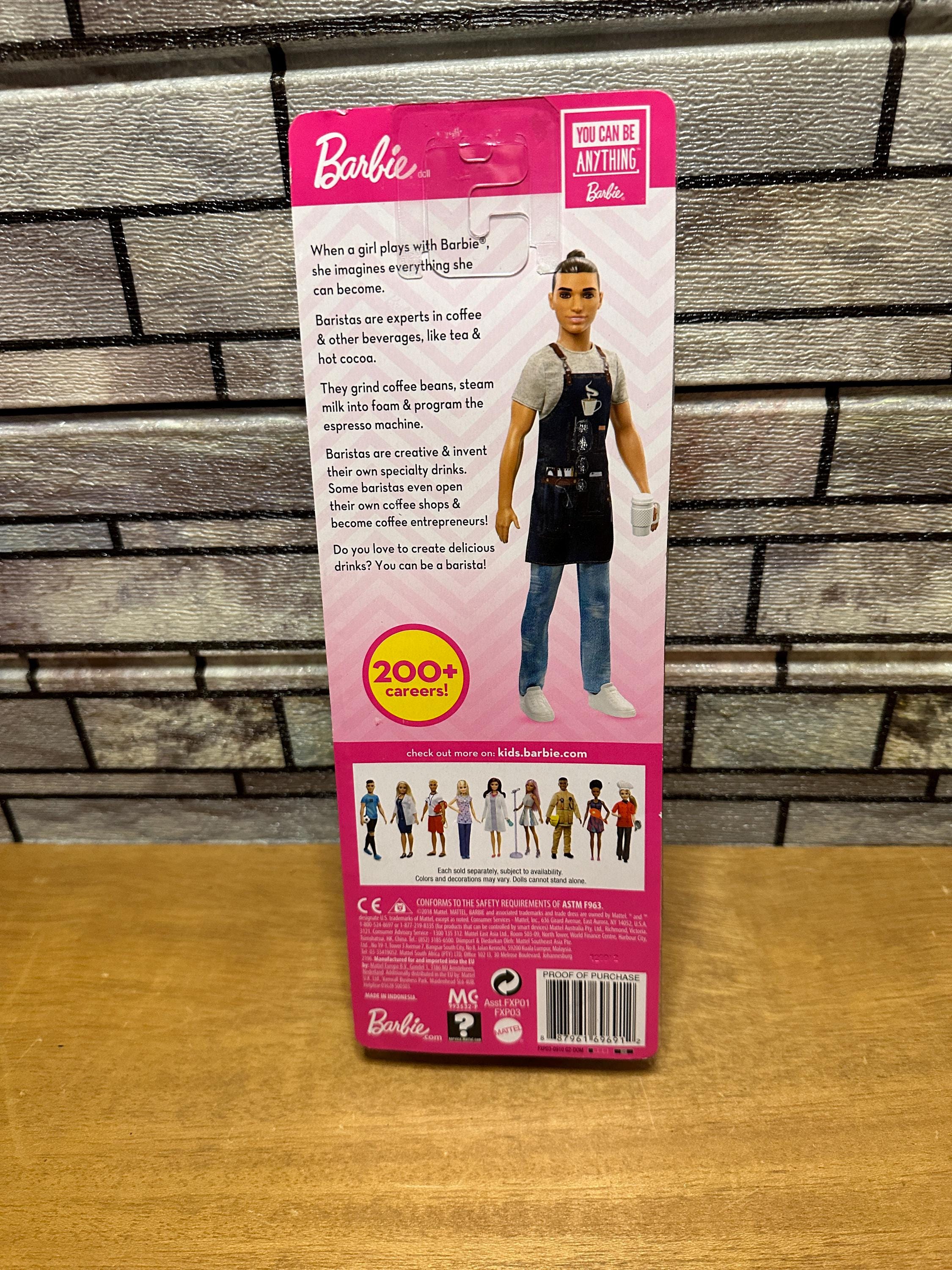 Barbie Ken Barista You Can Be Anything Brunette Man Bun Free Daily Quikship Etsy