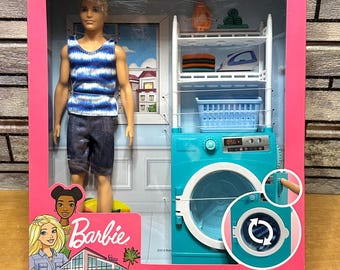 Mattel Barbie Ken Laundry Room, Clothes Washer Dryer Playset, FYK52, QuikShip