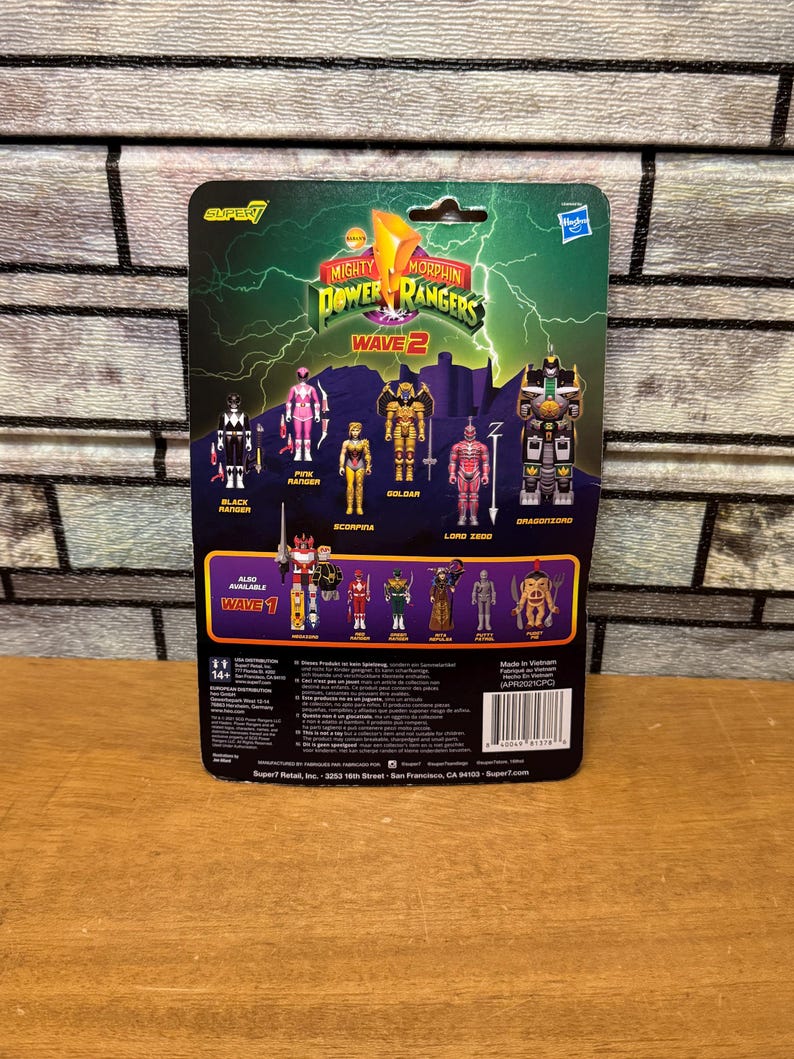 Mighty Morphin Power Rangers Black, Reaction Figures Super7, Ship Daily