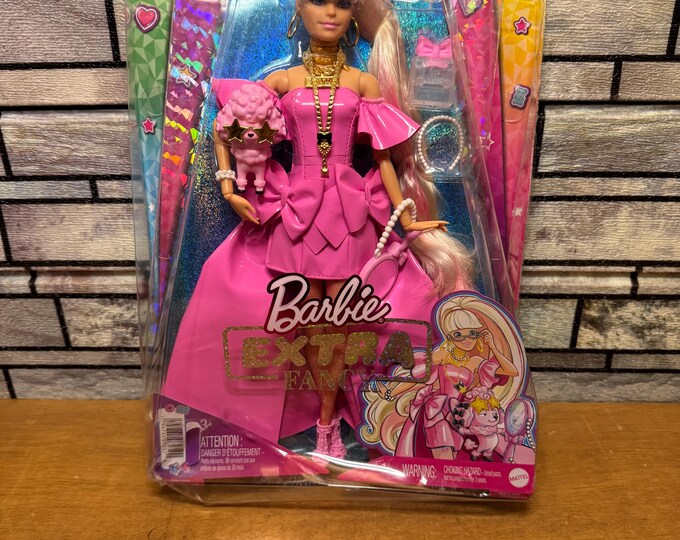 Barbie Extra Fancy Doll in Pink Glossy High-low Gown W Puppy, We Ship ...