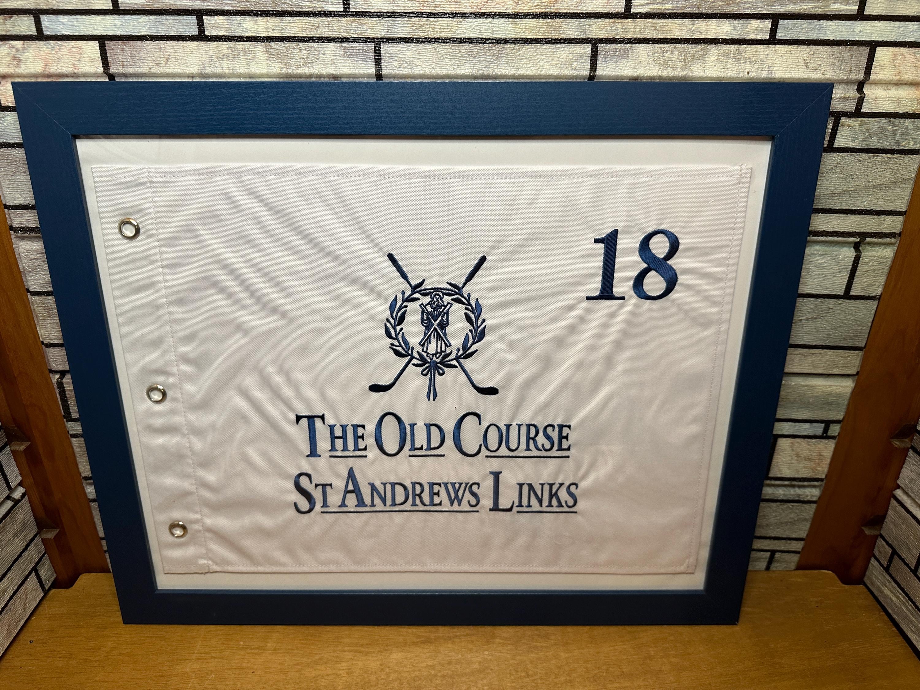 Framed St. Andrews Embroidered 18th Hole Golf Pin Flag: the Old