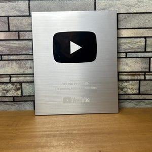 Authentic YouTube &quot;Young Pharaohs&quot; Silver Play Button - YT 100k Subscriber Award, Free Daily Insured Shipping