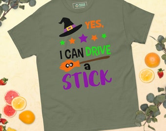 Camisas de Halloween para homens, mulheres e jovens, chapéus de Halloween, vassouras e bruxas, linda camiseta de festa de Halloween para presente.