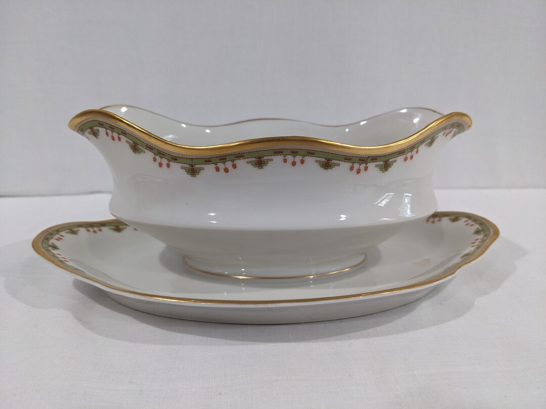 Antique Theodore Haviland Limoges Gravy Boat With a Geometric Etsy