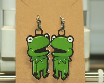 Frosch Puppe Charakter Ohrringe Kermit der Frosch Muppets inspiriert Schmuck