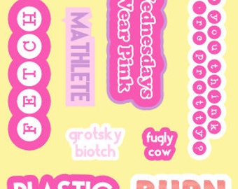 Rude Ladies Mean Girls Quote Stickers Waterfles Laptop Label Set van 2