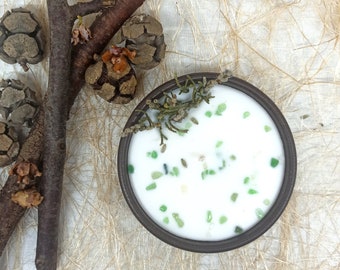 Aventurine Stone Lavender Adorned  Scented Soy Wax Candle  Lucky Stone Candle  Abundance Stone Candle  Heart Chakra Candle