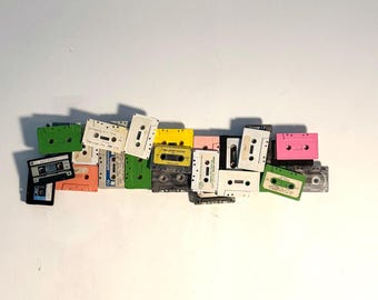 Stereoty[a]pes Series (2024) #28 Mixed Media Wall Art Decorative Art Cassette Tapes 80s 90s 28"x9"