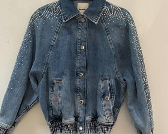 Sandro Flamme Rhinestone Embellished Denim Jacket