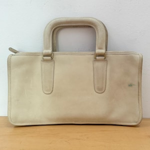 1970s Slim Satchel Ivory Leather Coach NYC