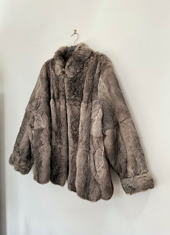 Vintage Gray Rabbit Fur Coat Unisex