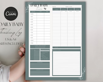 Minimalistisch logboek voor baby's | Baby | Slapen | Voeren | Luier verschonen | Borstvoedingplanner | Slaapcoach | Pomplogboek | Tracking pasgeborenen
