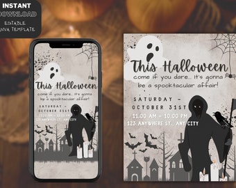 Spooktacular Halloween Party Invitation, Editable Template (Digital Download)