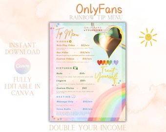 Rainbow OnlyFans Tip Menu | Editable Template | Canva Template | Tip Menu Templates | Fansly Template | Modern Tip Menu | Digital Download