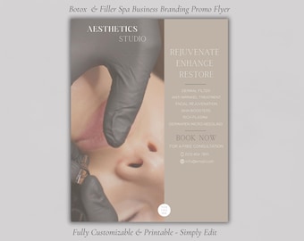 Aanpasbare botox en filler spa-flyer: kliniekadvertentie voor injecties (pdf)