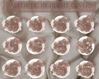 Watercolor Brown Instagram Highlight Covers | Aesthetic IG Story Icons (Digital Download)
