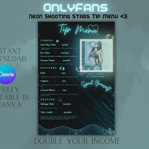 Neon OnlyFans Tip Menu | Editable Template | Canva Template | Tip Menu Templates | Fansly Template | Modern Tip Menu | Digital Download