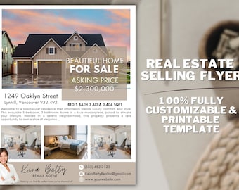Elegante vastgoedflyer | Bewerkbare makelaarsmarketing (digitale download)
