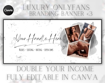 Zwart-wit Modern OnlyFans-banner, bewerkbare sjabloon, Canva-sjabloon, Tip Menusjablonen, Fansly-sjabloon, OF-branding, digitale download