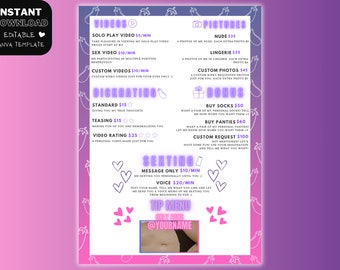 Vibes Neon OnlyFans Tip Menu | Bewerkbare sjabloon | Canvassjabloon | Sjabloon tipmenu | Fansly-sjabloon | Modern tipmenu | Digitale download