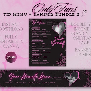 Neon OnlyFans Tip Menu Banner Bundle | Editable Template | Canva Template | Tip Menu Templates | Modern Fansly Template | Digital Download