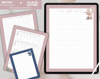 Aquarium Maintenance Log, Fish Tank Journal (Digital Download)