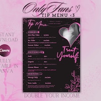 Onlyfans Neon Tip Menu Canva Template | Editable Price List for
