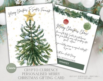 Gepersonaliseerde Crypto-kerstcadeaukaart (pdf-sjabloon)