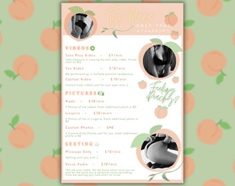 OnlyFans Tip Menu Template, Adult Content Creator (Digital Download)