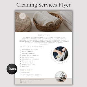 Folheto de serviço de limpeza empresarial, design de modelo de folheto faça você mesmo, anúncio de folheto de limpeza, faxineira, folheto de limpeza de casa e escritório