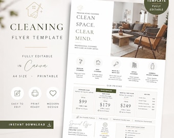 Editable Cleaning Business Flyer Template | House Cleaning Flyer | Cleaning Service Marketing Flyer | Template | Printable Advertisement