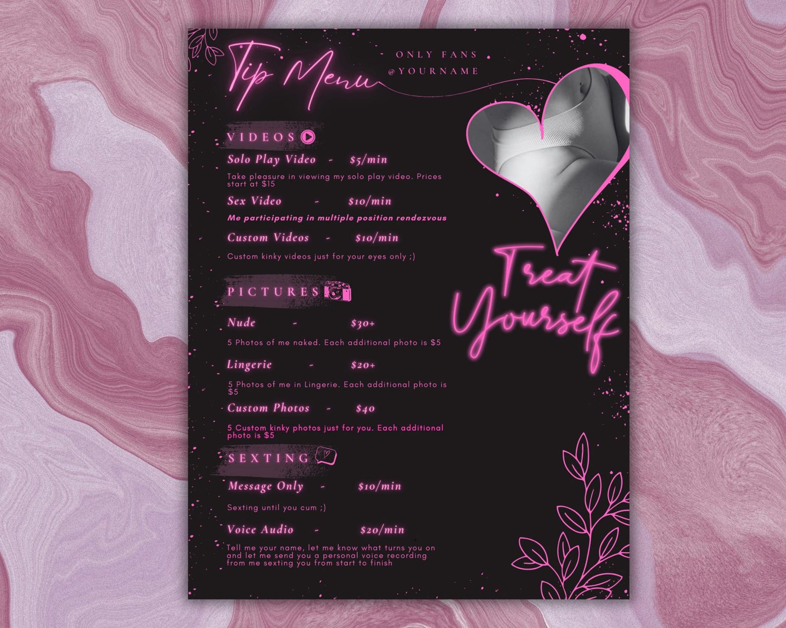 Neon Onlyfans Tip Menu | Editable Template | Canva Template | Tip Menu ...