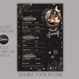 Celestial OnlyFans Tip Menu | Editable Template | Canva Template | Tip Menu Templates | Fansly Template | Modern Tip Menu | Digital Download