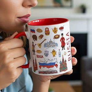 Russia Mug | Red | Two-Tone Ceramic Travel Mug | 11oz 325ml | Starbucks ‘Been There’ Inspired