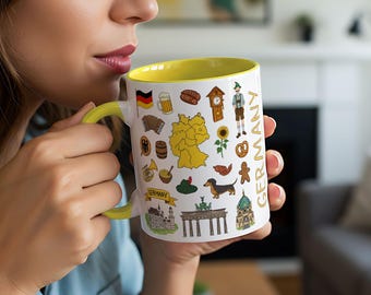 Taza de Alemania / Taza de viaje de cerámica bicolor / 325 ml / Inspirada en Starbucks "Been There"