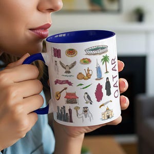 Qatar Mug | Two-Tone Ceramic Travel Mug | 11oz 325ml | Starbucks ‘Been There’ Inspired
