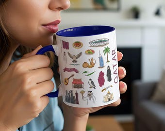 Qatar Mug | Two-Tone Ceramic Travel Mug | 11oz 325ml | Starbucks ‘Been There’ Inspired