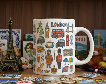London Mug | Colorful Ceramic Travel Mug | 11oz 325ml | Starbucks ‘Been There’ Inspired