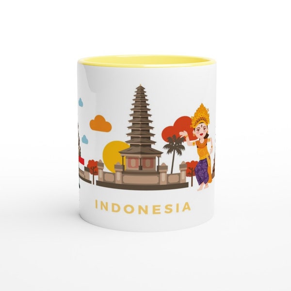 Indonesië Wikkel rond mok | Tweekleurige keramische reismok | 11oz 325ml | Starbucks ‘Been There’ geïnspireerd