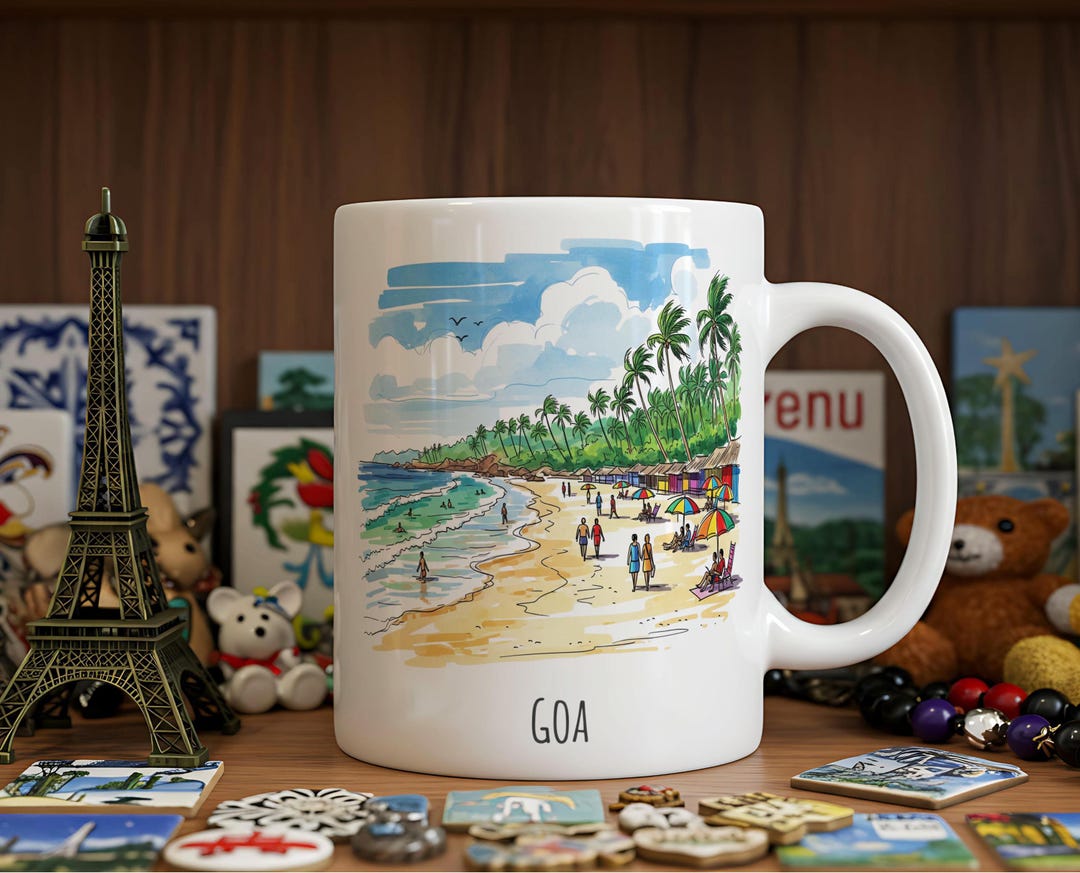 Goa Travel Mug | Colorful Sketch Daily Life Scene Coffee Cup | India ...