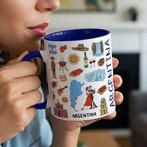 Mok Argentinië | Tweekleurige keramische reismok | 11oz 325ml | Starbucks 'Been There'-geïnspireerd