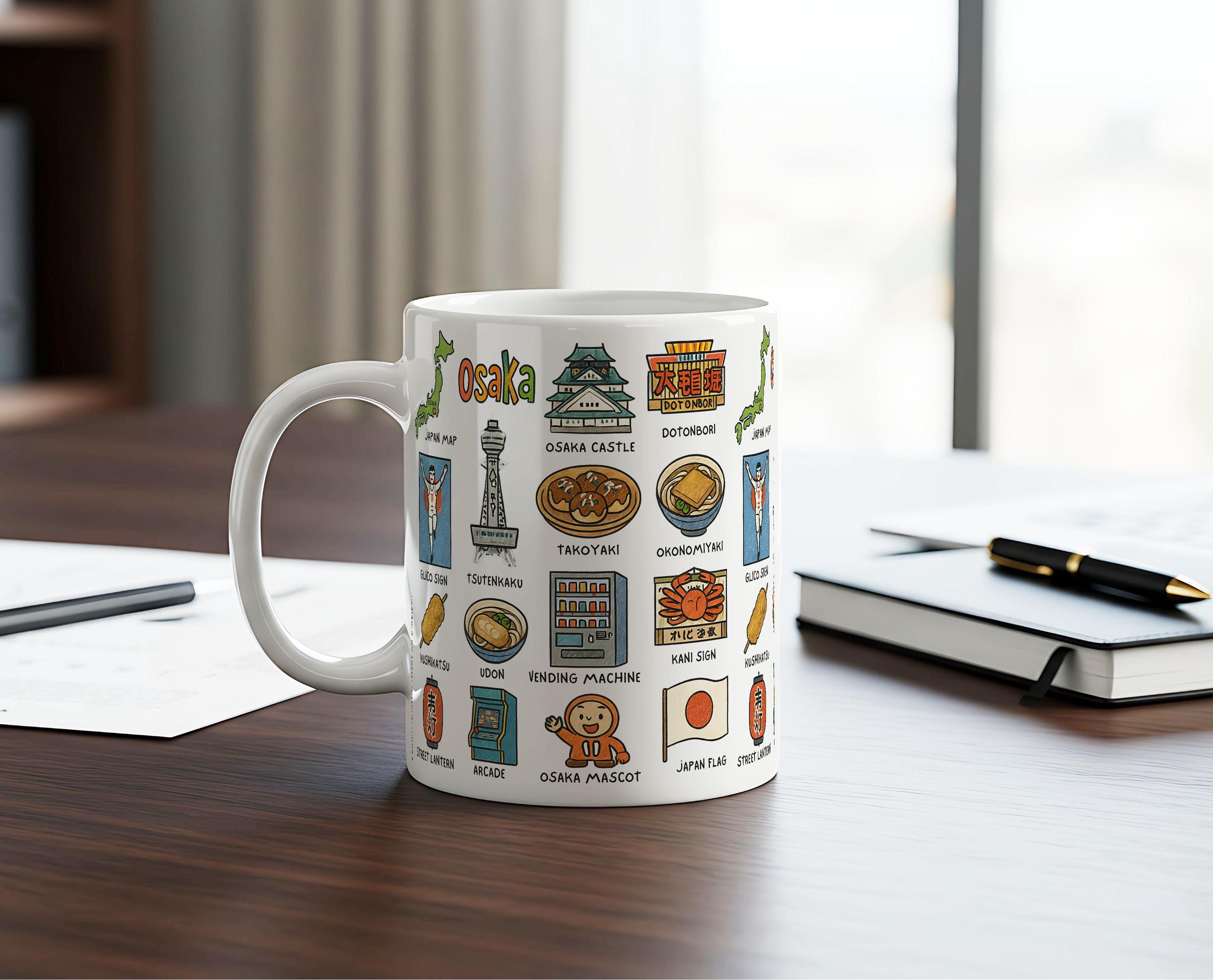Osaka Japan Mug | Colorful Ceramic Travel Mug | 11oz 325ml