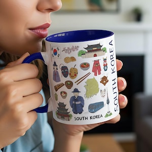South Korea Mug | Two-Tone Ceramic Travel Mug | 11oz 325ml | Starbucks ‘Been There’ Inspired