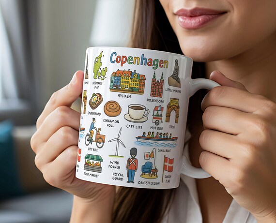 Copenhagen Denmark Mug | Colorful Ceramic Travel Mug | 11oz 325ml |  Starbucks 'been There' Inspired - Etsy