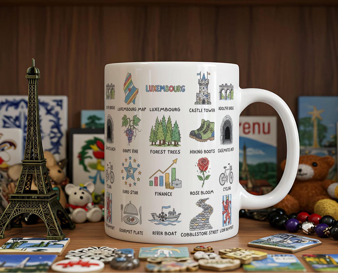 Luxembourg Souvenir Icon Mug | Ceramic Travel Mug | 11oz 325ml