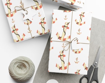 Anchor Gift Wrap | Ocean Wrapping Paper | Sea Life Wrapping Paper | Nautical Wrapping Paper | Under The Sea Marine Gift Wrap