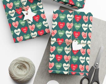 Valentine Gift Wrap, Hearts Wrapping Paper, Valentine Hearts Gift Wrap, Wrapping Paper Rolls, Gift Wrapping