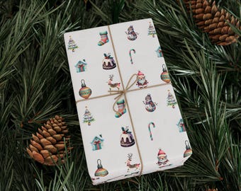 Winter Holiday Gift Wrap, Christmas Wrapping Paper, Christmas tree Gift Wrap, Winter Birthday & Wedding Wrapping, Wrapping Paper Rolls